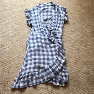 Rails Gingham Blue Wrap Dress Size Xs